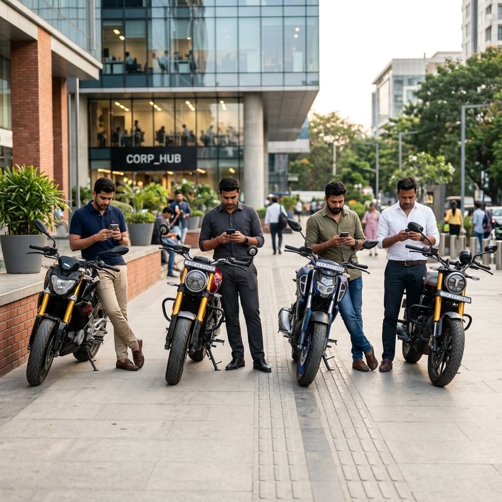 Young professionals with bikes